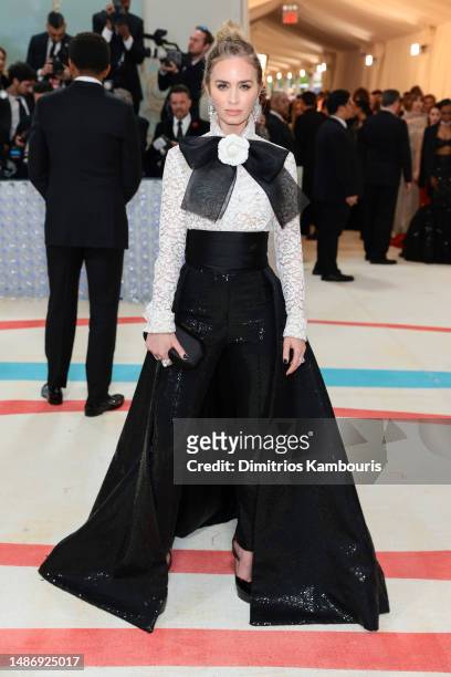 Emily Blunt attends The 2023 Met Gala Celebrating "Karl Lagerfeld: A Line Of Beauty" at The Metropolitan Museum of Art on May 01, 2023 in New York...
