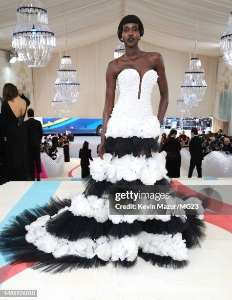 Adut Akech attends The 2023 Met Gala Celebrating "Karl Lagerfeld: A Line Of Beauty" at The Metropolitan Museum of Art on May 01, 2023 in New York...