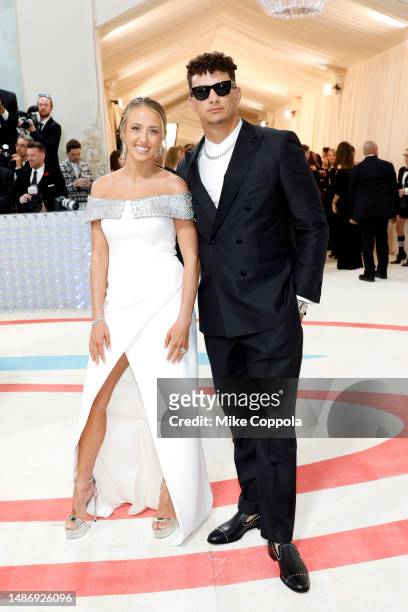 Brittany Mahomes and Patrick Mahomes attend The 2023 Met Gala Celebrating "Karl Lagerfeld: A Line Of Beauty" at The Metropolitan Museum of Art on May...