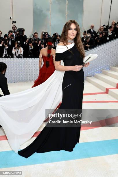 Carla Bruni attends The 2023 Met Gala Celebrating "Karl Lagerfeld: A Line Of Beauty" at The Metropolitan Museum of Art on May 01, 2023 in New York...