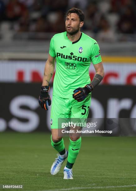 Marco Sportiello of Atalanta during the Serie A match between Torino FC and Atalanta BC at Stadio Olimpico di Torino on April 29, 2023 in Turin,...