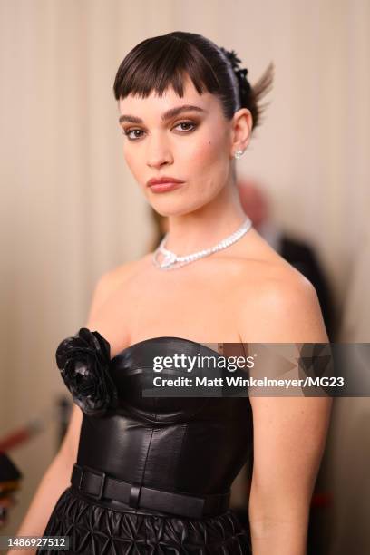 Lily James attends The 2023 Met Gala Celebrating "Karl Lagerfeld: A Line Of Beauty" at The Metropolitan Museum of Art on May 01, 2023 in New York...