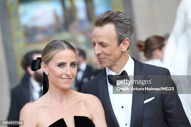 Seth Meyers and Alexi Ashe attend The 2023 Met Gala Celebrating "Karl Lagerfeld: A Line Of Beauty" at The Metropolitan Museum of Art on May 01, 2023...