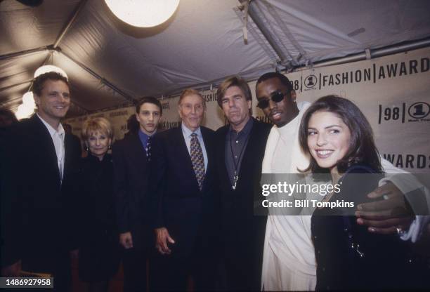 July 12: John Sykes, President of VH1, Shari Restone, unknown, Sumner Redstone, Tom Freston, P Diddy and unknown at The VH1 Fashion Awards on July...