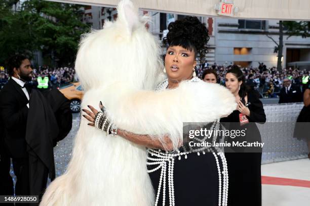 Jared Leto dressed as Choupette and Lizzo attend The 2023 Met Gala Celebrating "Karl Lagerfeld: A Line Of Beauty" at The Metropolitan Museum of Art...