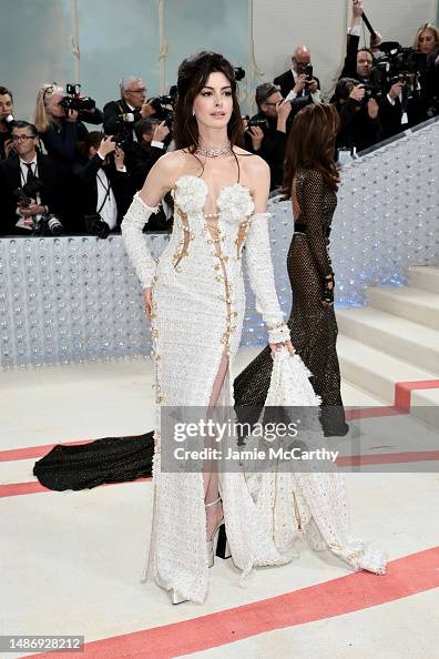 Anne Hathaway attends The 2023 Met Gala Celebrating "Karl Lagerfeld