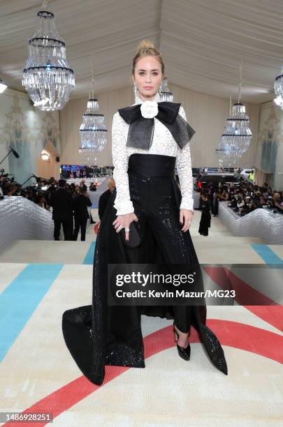 Emily Blunt attends The 2023 Met Gala Celebrating "Karl Lagerfeld: A Line Of Beauty" at The Metropolitan Museum of Art on May 01, 2023 in New York...