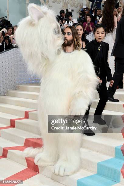 Jared Leto, dressed as Karl Lagerfeld's cat Choupette, attends The 2023 Met Gala Celebrating "Karl Lagerfeld: A Line Of Beauty" at The Metropolitan...