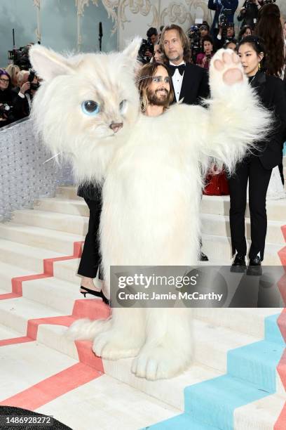 Jared Leto, dressed as Karl Lagerfeld's cat Choupette, attends The 2023 Met Gala Celebrating "Karl Lagerfeld: A Line Of Beauty" at The Metropolitan...