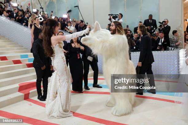 Anne Hathaway and Jared Leto attend The 2023 Met Gala Celebrating "Karl Lagerfeld: A Line Of Beauty" at The Metropolitan Museum of Art on May 01,...