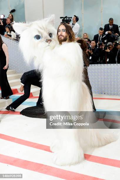 Jared Leto, dressed as Karl Lagerfeld's cat Choupette, attends The 2023 Met Gala Celebrating "Karl Lagerfeld: A Line Of Beauty" at The Metropolitan...