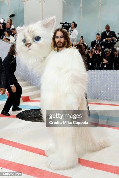 Jared Leto, dressed as Karl Lagerfeld's cat Choupette, attends The 2023 Met Gala Celebrating "Karl Lagerfeld: A Line Of Beauty" at The Metropolitan...