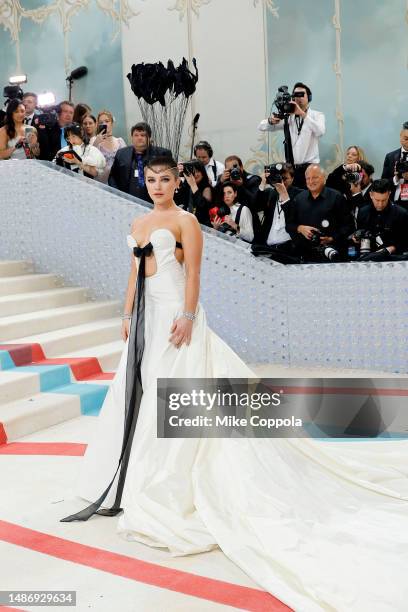 Florence Pugh attends The 2023 Met Gala Celebrating "Karl Lagerfeld: A Line Of Beauty" at The Metropolitan Museum of Art on May 01, 2023 in New York...