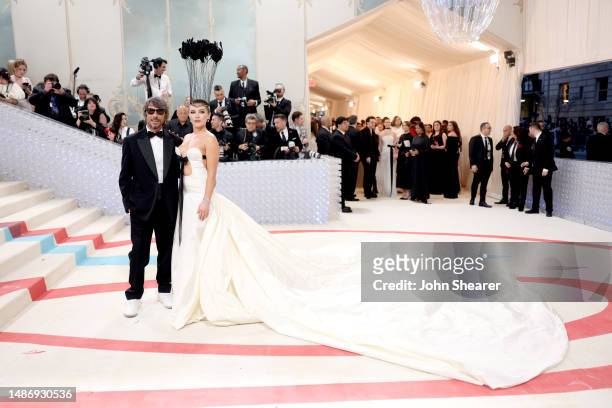 Pierpaolo Piccioli and Florence Pugh attend The 2023 Met Gala Celebrating "Karl Lagerfeld: A Line Of Beauty" at The Metropolitan Museum of Art on May...