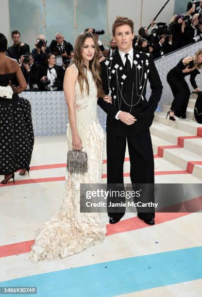 Hannah Bagshawe and Eddie Redmayne attend The 2023 Met Gala Celebrating "Karl Lagerfeld: A Line Of Beauty" at The Metropolitan Museum of Art on May...