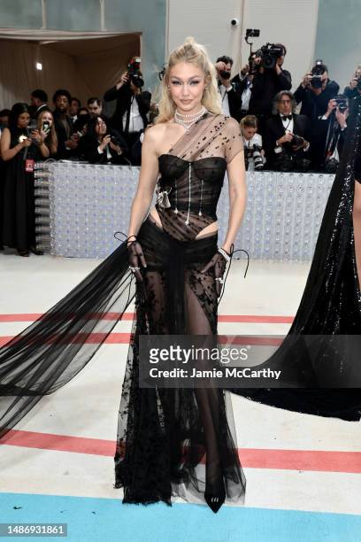 Gigi Hadid attends The 2023 Met Gala Celebrating "Karl Lagerfeld: A Line Of Beauty" at The Metropolitan Museum of Art on May 01, 2023 in New York...