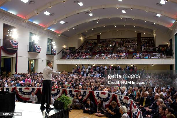 President Barack Obama delivers remarks during a town hall meeting on the economy at Racine Memorial Hall in Racine, Wisc., June 30, 2010..