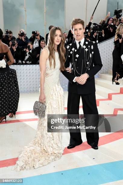 Hannah Bagshawe and Eddie Redmayne attend The 2023 Met Gala Celebrating "Karl Lagerfeld: A Line Of Beauty" at The Metropolitan Museum of Art on May...