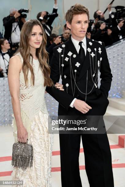 Hannah Bagshawe and Eddie Redmayne attend The 2023 Met Gala Celebrating "Karl Lagerfeld: A Line Of Beauty" at The Metropolitan Museum of Art on May...