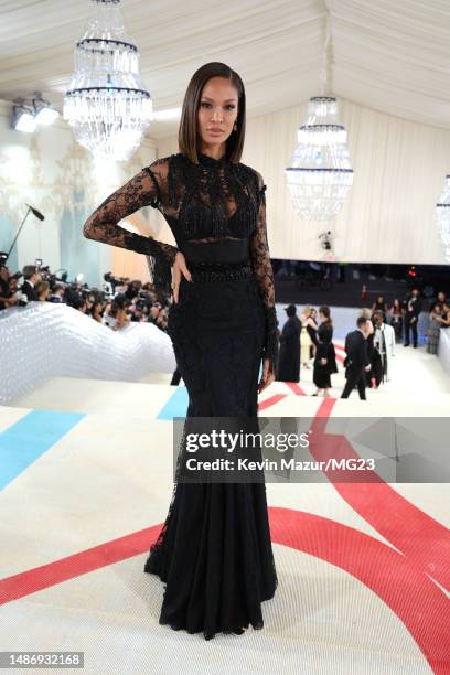 Joan Smalls attends The 2023 Met Gala Celebrating "Karl Lagerfeld: A Line Of Beauty" at The Metropolitan Museum of Art on May 01, 2023 in New York...