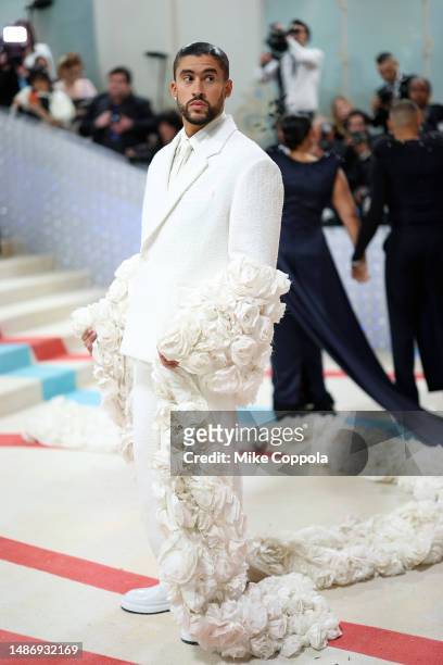 Bad Bunny attends The 2023 Met Gala Celebrating "Karl Lagerfeld: A Line Of Beauty" at The Metropolitan Museum of Art on May 01, 2023 in New York City.