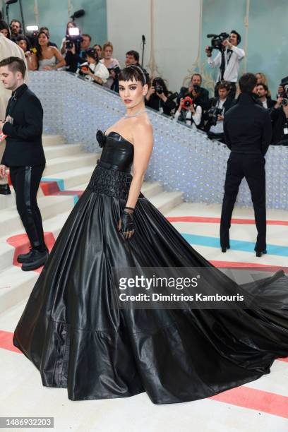 Lily James attends The 2023 Met Gala Celebrating "Karl Lagerfeld: A Line Of Beauty" at The Metropolitan Museum of Art on May 01, 2023 in New York...