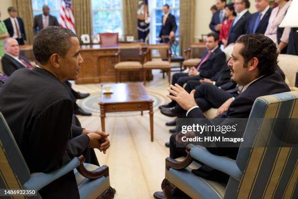 President Barack Obama meets with Prime Minister Saad Hariri of Lebanon in the Oval Office, May 24, 2010..