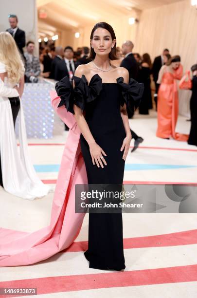 Lily Aldridge attends The 2023 Met Gala Celebrating "Karl Lagerfeld: A Line Of Beauty" at The Metropolitan Museum of Art on May 01, 2023 in New York...