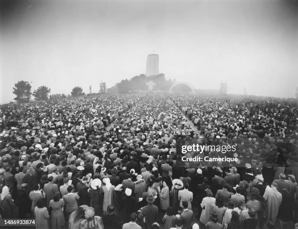 Crowds of people celebrating the Easter sunrise service at the Hollywood Bowl in Hollywood, California