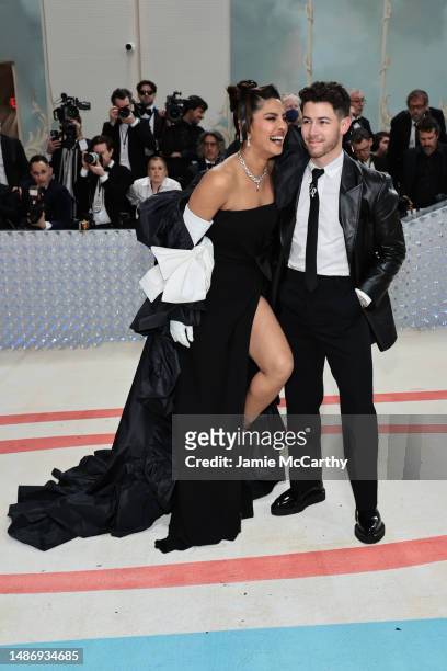 Priyanka Chopra and Nick Jonas attend The 2023 Met Gala Celebrating "Karl Lagerfeld: A Line Of Beauty" at The Metropolitan Museum of Art on May 01,...