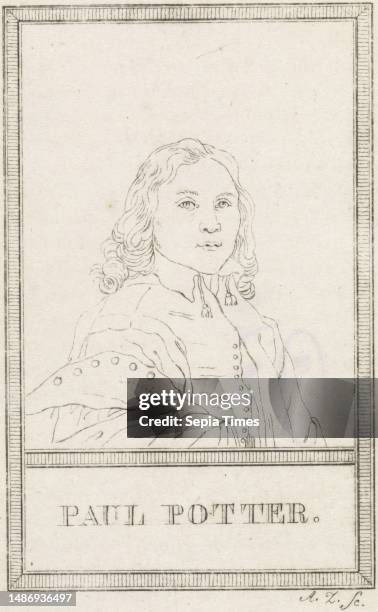 Portrait of artist Paulus Potter, print maker: Abraham Lion Zeelander, , Amsterdam, 1799 - 1856, paper, etching, h 134 mm × w 89 mm.
