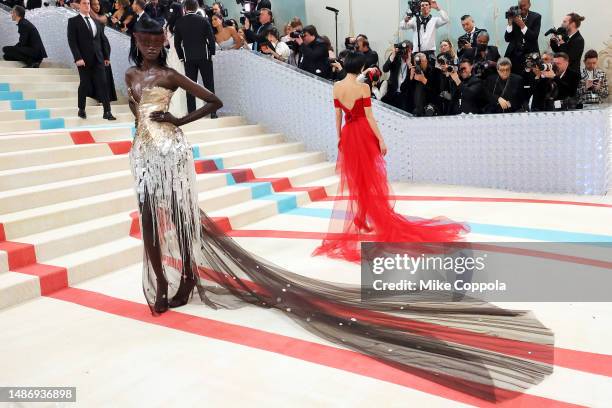 Anok Yai and Kelsey Asbille attend The 2023 Met Gala Celebrating "Karl Lagerfeld: A Line Of Beauty" at The Metropolitan Museum of Art on May 01, 2023...