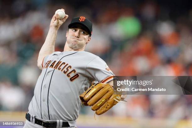 Ross Stripling of the San Francisco Giants delivers during the first inning against the Houston Astros at Minute Maid Park on May 01, 2023 in...