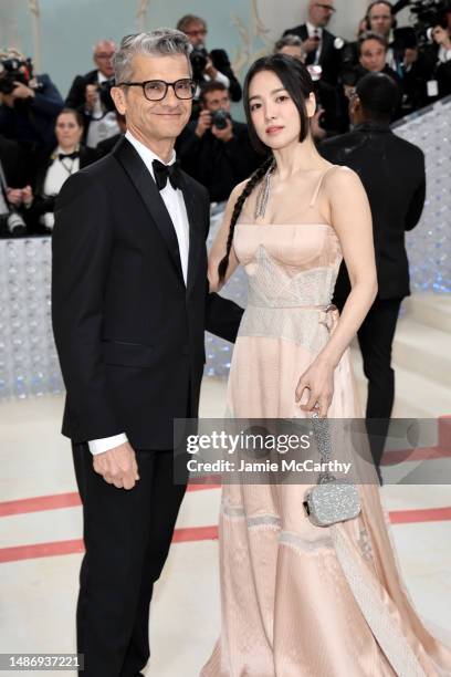 Serge Brunschwig, CEO, Fendi and Song Hye-kyo attend The 2023 Met Gala Celebrating "Karl Lagerfeld: A Line Of Beauty" at The Metropolitan Museum of...