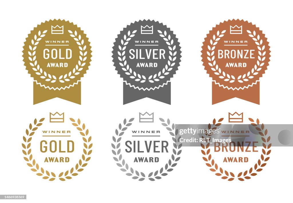 Gold, Silver, and Bronze Award Badges