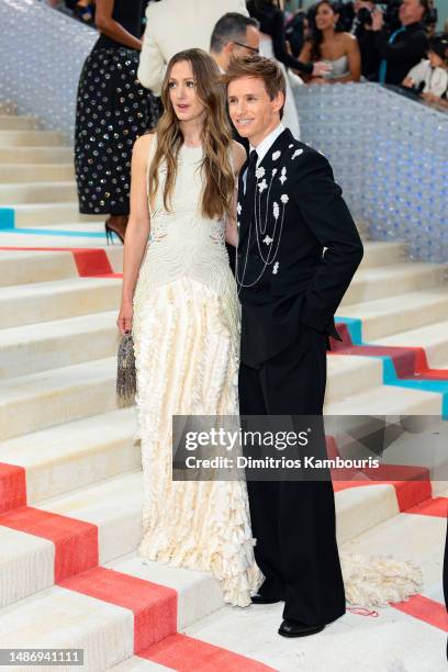Hannah Bagshawe and Eddie Redmayne attend The 2023 Met Gala Celebrating "Karl Lagerfeld: A Line Of Beauty" at The Metropolitan Museum of Art on May...