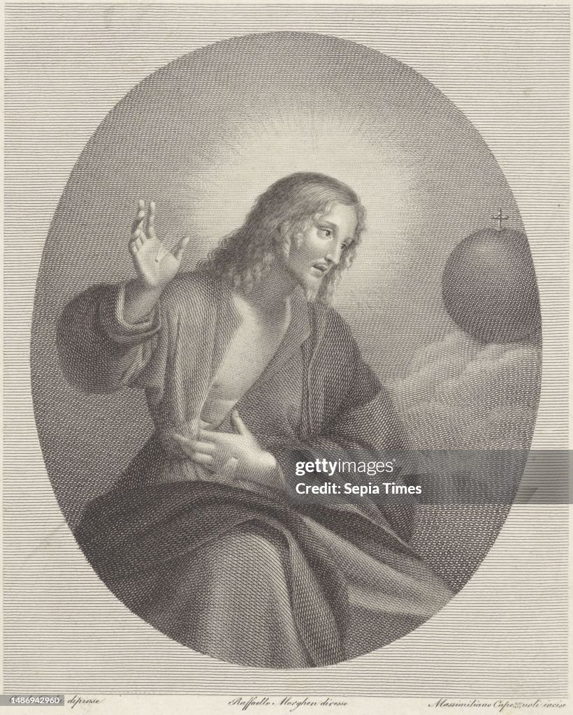 Stigmatist Christ shows the stigmata in his hands and his silk wound He looks at ...