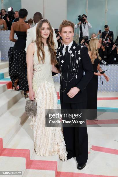 Hannah Bagshawe and Eddie Redmayne attend The 2023 Met Gala Celebrating "Karl Lagerfeld: A Line Of Beauty" at The Metropolitan Museum of Art on May...