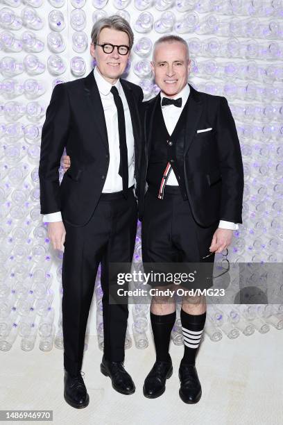 Thom Browne and Andrew Bolton attend The 2023 Met Gala Celebrating "Karl Lagerfeld: A Line Of Beauty" at The Metropolitan Museum of Art on May 01,...