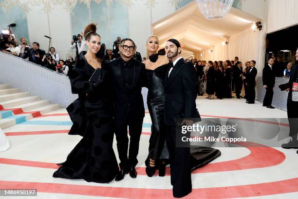 Colby Mugrabi, Charly Defrancesco, Paris Hilton and Marc Jacobs attend The 2023 Met Gala Celebrating "Karl Lagerfeld: A Line Of Beauty" at The...