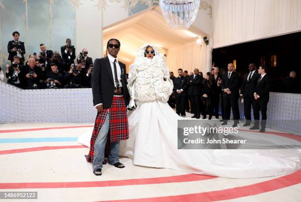 Rocky and Rihanna attend The 2023 Met Gala Celebrating "Karl Lagerfeld: A Line Of Beauty" at The Metropolitan Museum of Art on May 01, 2023 in New...