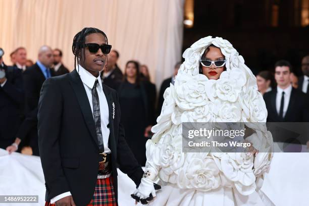 Rocky and Rihanna attend The 2023 Met Gala Celebrating "Karl Lagerfeld: A Line Of Beauty" at The Metropolitan Museum of Art on May 01, 2023 in New...