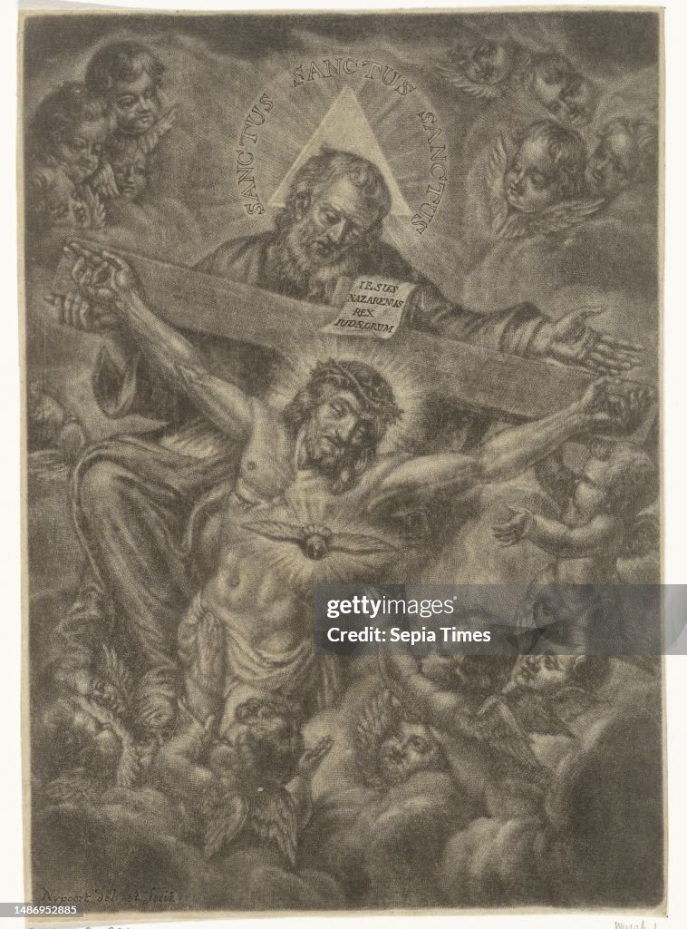 Entity Angel Trinity The Holy Trinity surrounded by angels, print maker: Justus van den ...