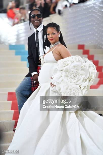 Rocky and Rihanna attend The 2023 Met Gala Celebrating "Karl Lagerfeld: A Line Of Beauty" at The Metropolitan Museum of Art on May 01, 2023 in New...