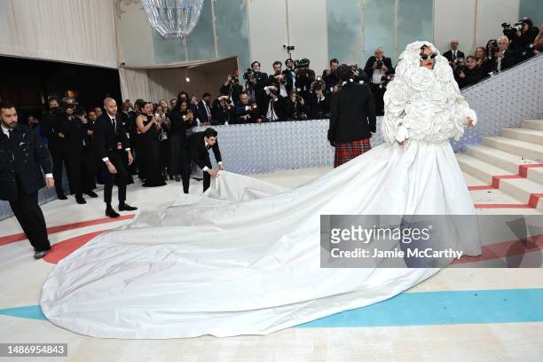 Rocky and Rihanna attend The 2023 Met Gala Celebrating "Karl Lagerfeld: A Line Of Beauty" at The Metropolitan Museum of Art on May 01, 2023 in New...