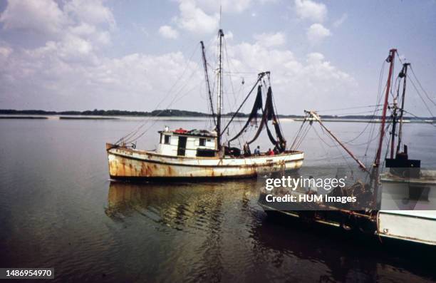 These shrimp boats belong to a cooperative, one of the few black-owned enterprises on the sea islands ca. May 1973'.