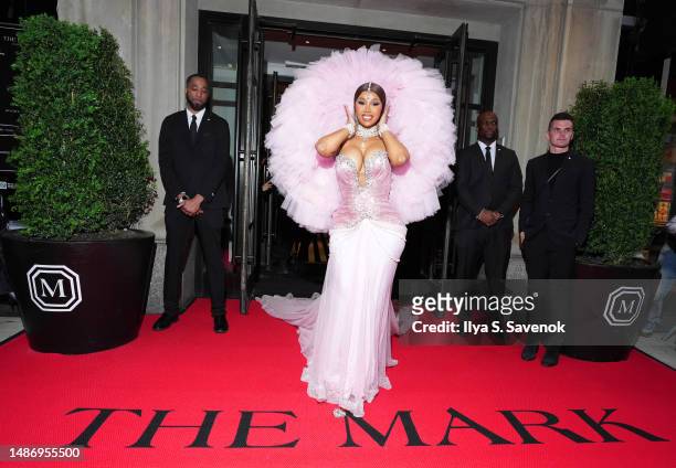 Cardi B departs The Mark Hotel for 2023 Met Gala on May 01, 2023 in New York City.