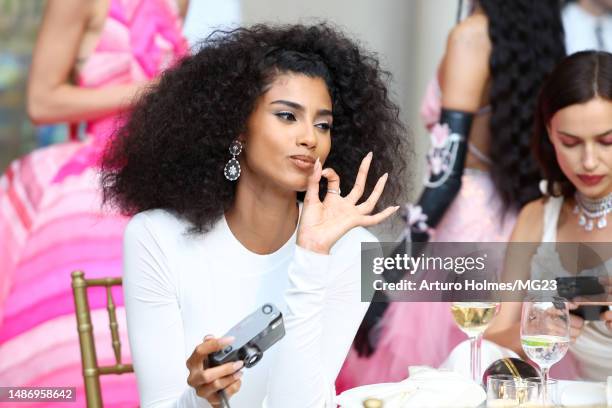 Imaan Hammam attends The 2023 Met Gala Celebrating "Karl Lagerfeld: A Line Of Beauty" at The Metropolitan Museum of Art on May 01, 2023 in New York...