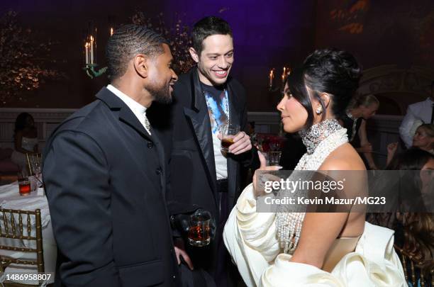 Usher, Pete Davidson, and Kim Kardashian attend The 2023 Met Gala Celebrating "Karl Lagerfeld: A Line Of Beauty" at The Metropolitan Museum of Art on...