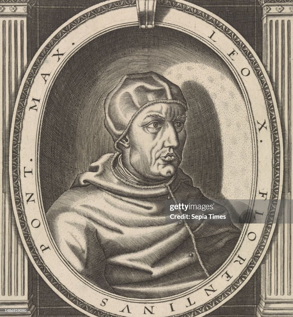 Papal Robe Portrait of Pope Leo X clad in the papal robe, head adorned with a ...